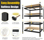 PrimeZone 40" W x 20" D x 59" H Heavy Duty Storage Shelves, 4 Tier Adjustable Garage Shelving Unit, Metal Organizer Shelf Utility Rack for Warehouse Pantry Closet Kitchen, Black