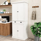 HLR Freestanding Kitchen Pantry Cabinet with Doors and Adjustable Shelves, Storage for Kitchen, Living Room Dining Room, White 30''D x 16''W x 72''H
