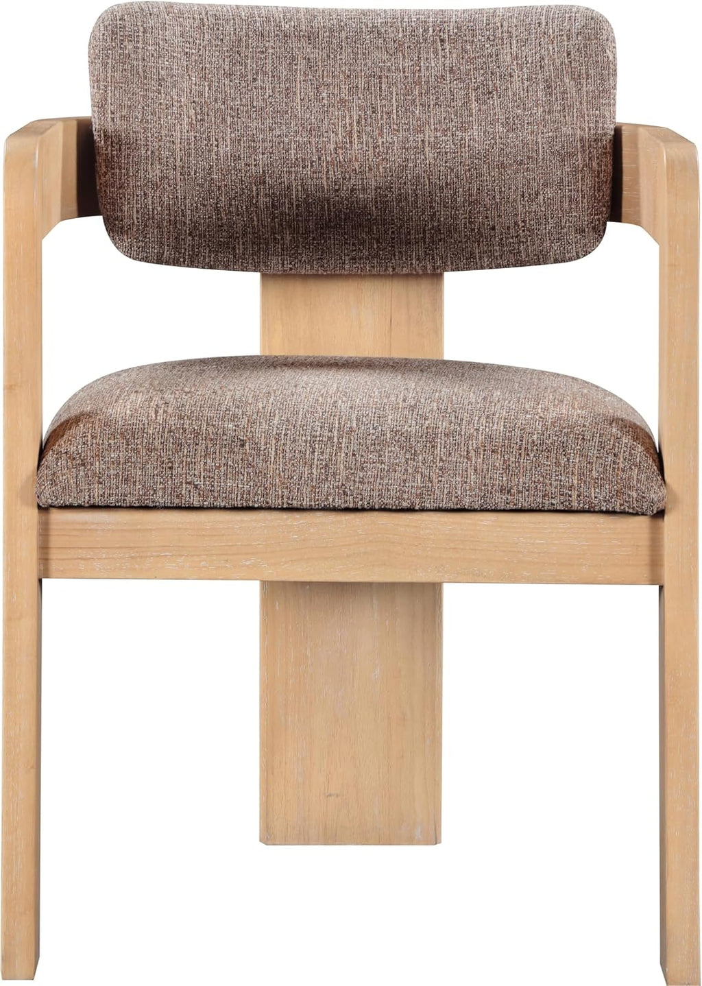 Meridian Furniture Sacha Collection Art Deco Dining Chair, Solid Fluted Wood, 22.5" W x 22" D x 31" H, Set of 2 (Brown, Natural Finish, Velvet)