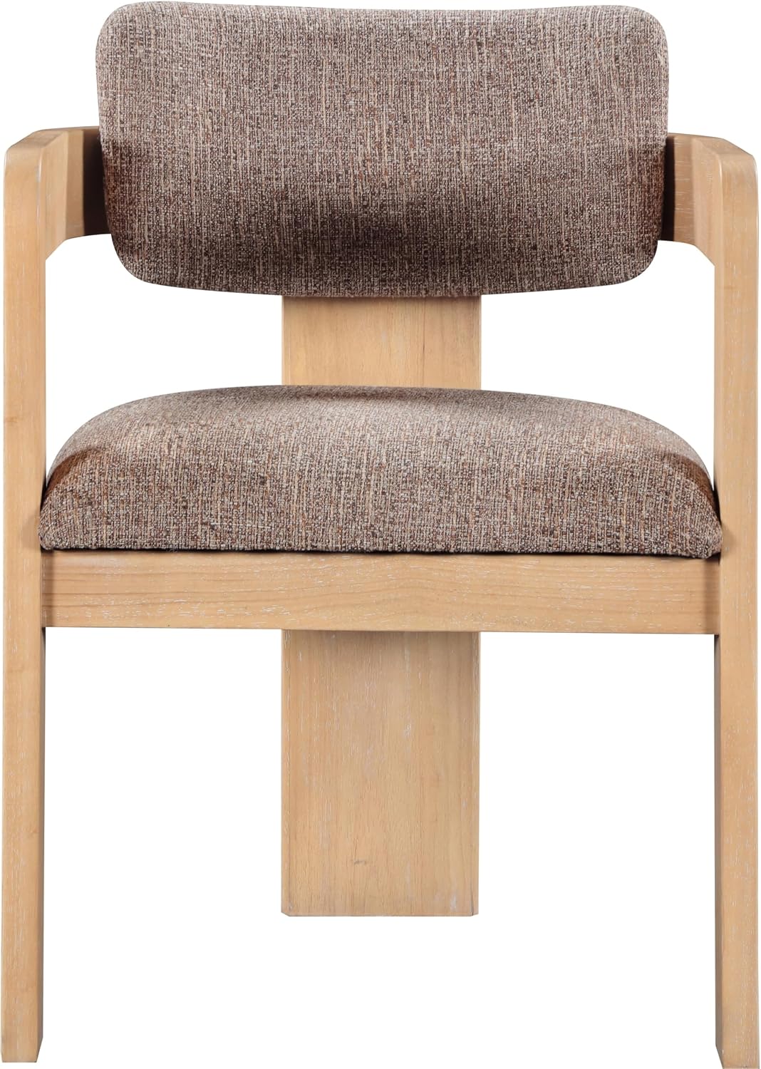 Meridian Furniture Sacha Collection Art Deco Dining Chair, Solid Fluted Wood, 22.5" W x 22" D x 31" H, Set of 2 (Brown, Natural Finish, Velvet)
