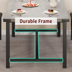 IDEALHOUSE 63" 3 Piece Extendable Dining Table Set for 4-6, Rectangle Wooden Kitchen Table with 2 Soft Benches Set for 6, Sturdy Metal Frame, Dinette Table Set for Apartment, Kitchen, Rustic Gray