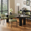 Upholstered Dining Chairs Set of 4, Modern Fabric Kitchen Chairs with Curved Backrest and Cushioned Seat, Sturdy Metal Legs, Modern Dining Chairs for Kitchen Dining Room, Living Room,Green
