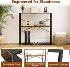 Giantex 36" Narrow Console Table, 2-Tier Entryway Tables with Wood Grain Top & Heavy-Duty Metal Frame, Behind Couch Table, Rustic Sofa Tables with Open Storage Shelves for Entrance, Living Room, Foyer