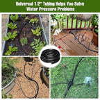 50FT 1/2 Inch Drip Irrigation Tubing with 4 Pack 1/2" to 1/4" Drip Irrigation Fittings, Drip Line Hose & Push-to-Fit 6 Way Splitter Connectors,for Drip Irrigation Parts, Drip Irrigation System
