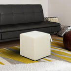 Studio Living Warren 18" Cube Ottoman, Urban Transitional, Fully Assembled, Soft Boucle Fabric, Snow