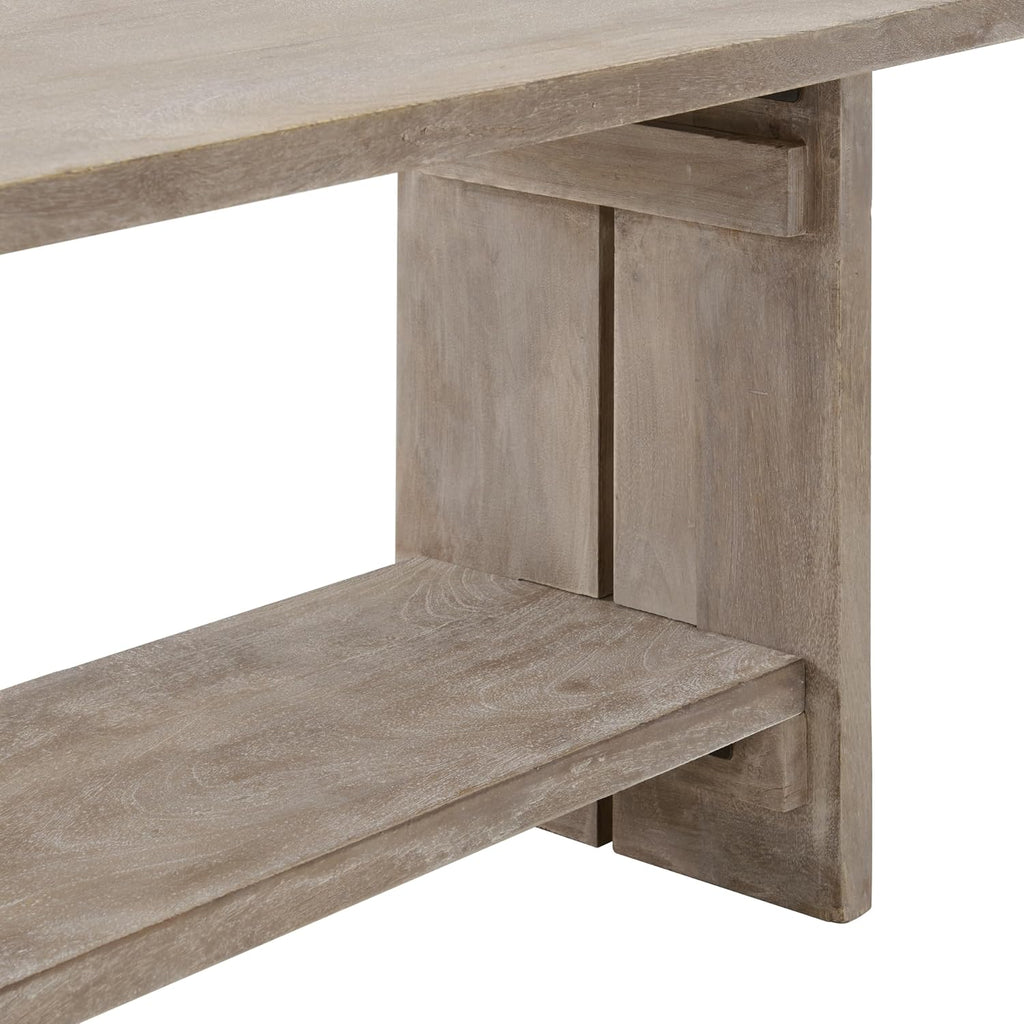 Alaterre Furniture Bethel Entryway Bench with Storage Shelf – Rustic Farmhouse 40-Inch Solid Acacia Wood Seat for Mudroom, Foyer or Hallway (Driftwood Finish)
