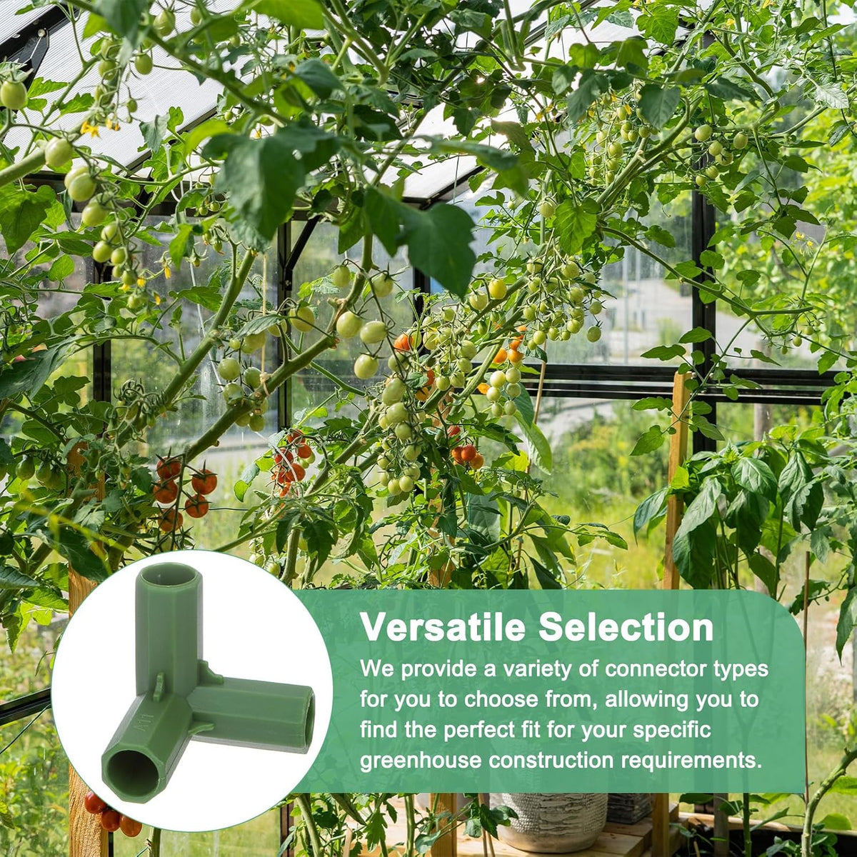 4 Pcs 11mm Greenhouse Frame Building Connectors, 3 Way Right Angle Pipe Fitting for Grape Trellis/Sunscreen Shed/Gardening Plant Stakes, Greenhouse Accessories [Green]