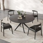 Round Dining Table for 4, Kitchen Table with Intersecting Pedestal Base, for Dining Room, Living Room,Kitchen (Black)