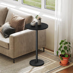 YATINEY Round Side Table, Small Drink Table, Pedestal Martini Table, End Table for Small Spaces in Living Room, Bedroom, Dormitory, Black ET30BB
