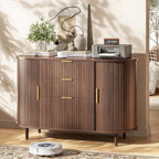 Halitaa 3-Drawer File Cabinet with 2 Sliding Doors, 39.37" Lateral Wood Filing Cabinet for Home Office and School, Printer Stand with Storage for Letter/A4 Hanging Files, Walnut