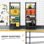1250 lbs 5 Tier Shelf Metal Storage Shelves Wire Rack Closet Organizers for Garage Kitchen Bathroom Laundry Black 11.8" D x 23.6" W x 59.5" H