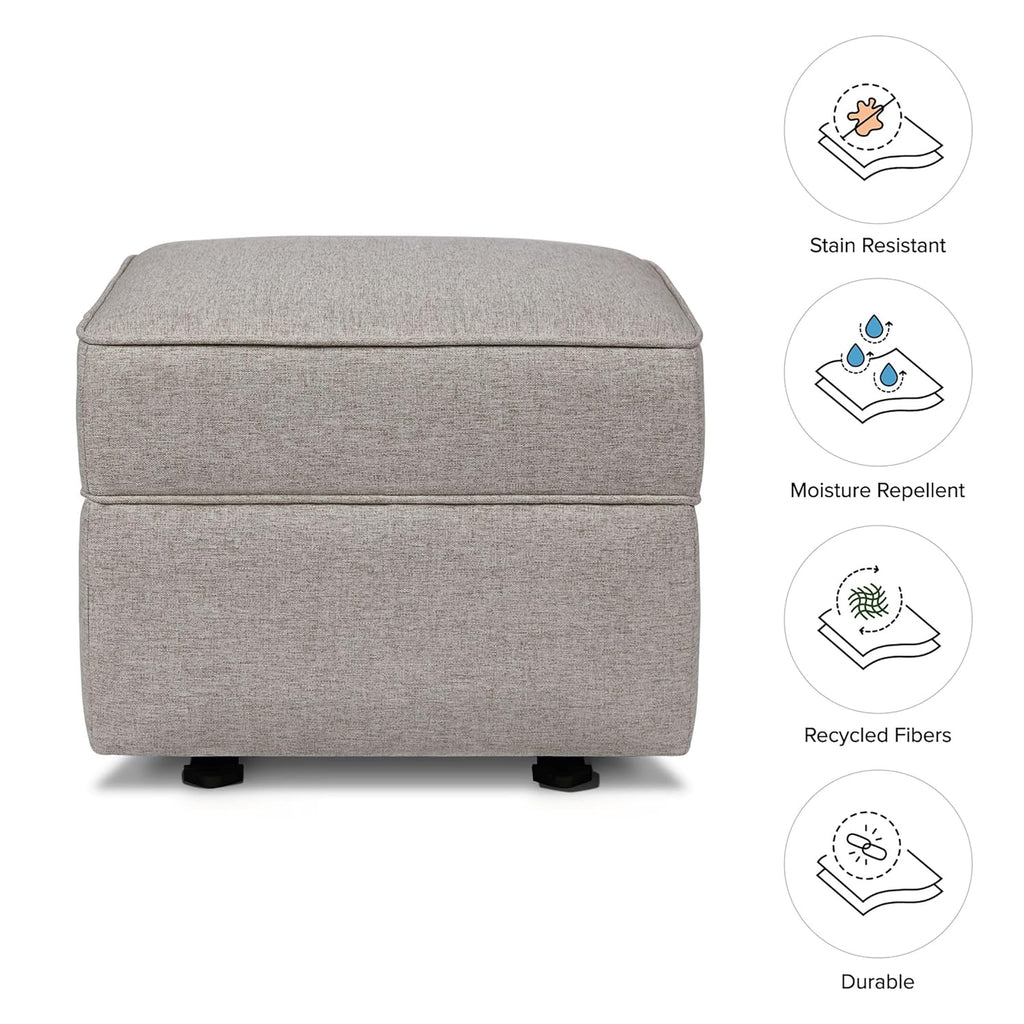 Namesake Willa/Alden Gliding Ottoman in Performance Grey Eco-Weave, Water Repellent & Stain Resistant, Greenguard Gold & CertiPUR-US Certified