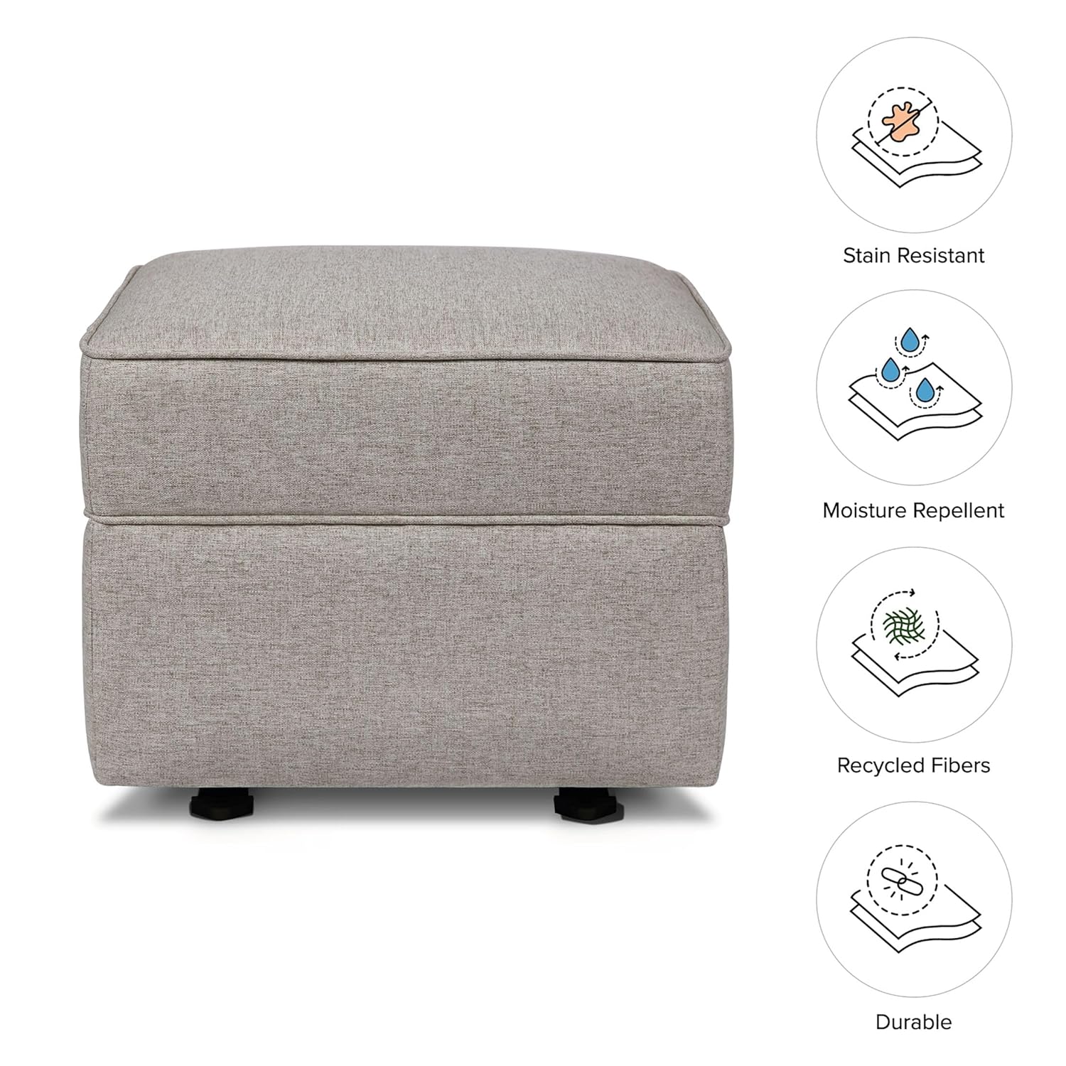 Namesake Willa/Alden Gliding Ottoman in Performance Grey Eco-Weave, Water Repellent & Stain Resistant, Greenguard Gold & CertiPUR-US Certified