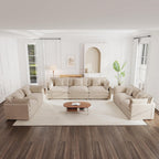 mikibama Luxury Oversized 3 Piece Sofa Set, 2 Pieces of 2 Seater and 1 Piece of 3 Seater Sofa, Modern Chenille Comfy Cloud Couches Set with 13 Pillow for Living Room Office, Light Coffee