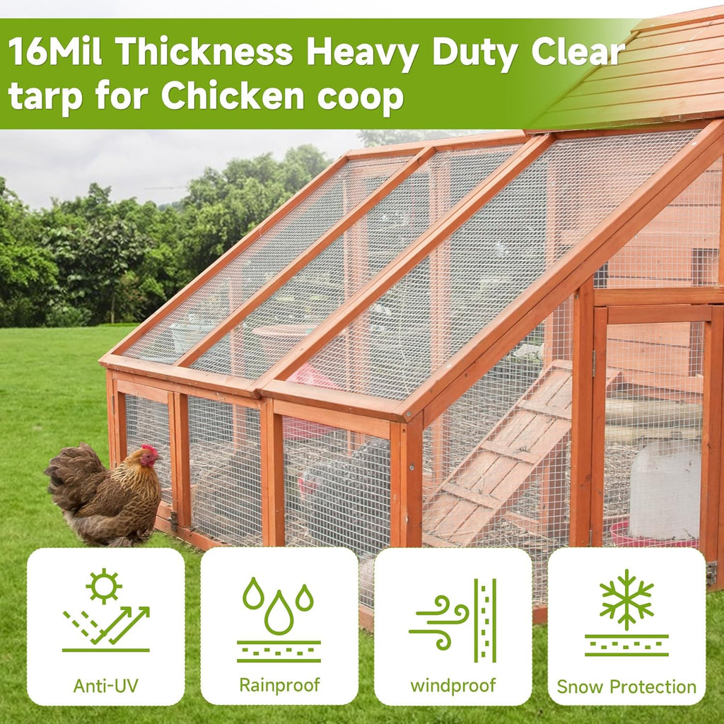 16Ftx20Ft Greenhouse Cover,Clear Plastic Tarps,16Mil Heavy Duty Waterproof tarp with UV Resistance and Grommets,Greenhouse Plastic for Gardening,Farming,Nursery,Garden