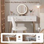 KDCAS 39" White and Gold Vanity with Lights and Chair
