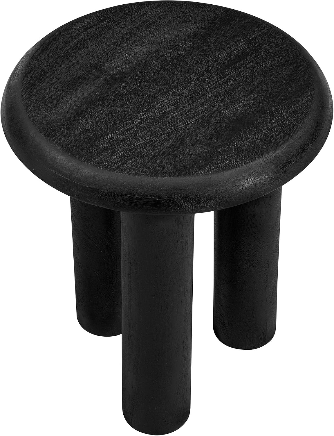 Modway Mavina Mango Wood Round Side Table in Black - Modern Wood Accent Table for Living Room