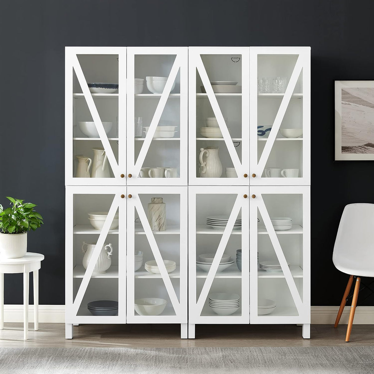 Crosley Furniture Cassai 2-Piece Pantry Storage Cabinet Set with Shelves, Kitchen, Dining, or Laundry Room, White