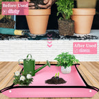 SupKing Repotting Mat for Indoor Plant Transplanting 29.5"x 29.5" Pink Garden Mat for Plant Lovers Oxford Fabric Portable Potting Tray for Gardening Mess Control