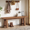 55" Solid Wood Entryway Bench, Farmhouse Long Wood Bench Dining Seat for Living Room, Kitchen, Hallway, Rustic Brown