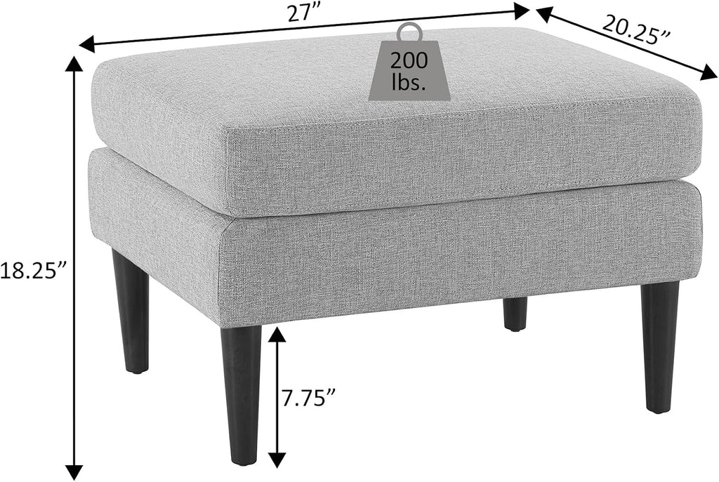 Convenience Concepts Designs4Comfort Marlow Ottoman 27" - Mid-Century Modern Upholstered Footrest & Seat for Living Room, Bedroom, Hallway, or Entryway, Paisley Fabric