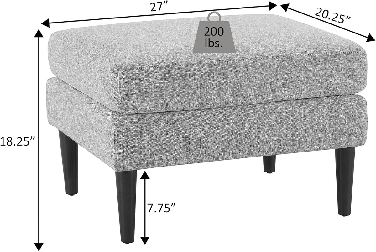 Convenience Concepts Designs4Comfort Marlow Ottoman 27" - Mid-Century Modern Upholstered Footrest & Seat for Living Room, Bedroom, Hallway, or Entryway, Paisley Fabric