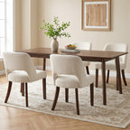 Usaint Wooden Dining Chairs Set of 4, Modern Upholstered Dining Room Chair Kitchen Chairs with Ergonomic Curved Backrest for Kitchen and Restaurant, Beige