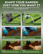 Corrugated Metal Garden Edging, Sturdy Rusty Garden Edging Border for DIY Flower Bed, Lawn and Landscape Edgings, Hemmed Edges Design, Easy Installation with Garden Gloves (12in*20FT)