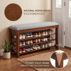 SolidWood Entryway Shoe Rack Storage Bench, Flip-Top Soft-Close Lid, 39.4'' | 550 lbs Max Load, Adjustable Shelves, Cushioned Entryway Shoe Organizer for Closet, Hallway, Foyer