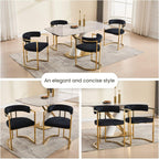 Black Velvet Upholstered Dining Chairs Set of 4, Modern Barrel Dining Chair with Gold Legs, Kitchen Chairs Open Back Accent Chairs Arm Side Chair for Living Dining Room/Vanity
