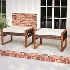 Tangkula Rattan Wicker Outdoor Ottoman Set of 2, Patio 3-in-1 Footstools with Removable Cushions, Additional Seating and Side Tables for Porch, Backyard & Poolside (Off White)
