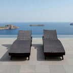 Set of Foldable Long Reclining Patio Seating Chairs, 2 Folding Chairs Patio Chaise Lounge, Outdoor Wicker Lounge Chaise, Rattan Chaise Lounge Lawn Sunbathing Recliner Beach Pool Backrest Recliners