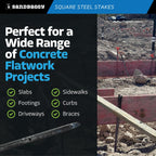 Sandbaggy 36" Square Steel Concrete Form Stakes with Nail Holes - 5/8" Wide - Rust Resistant Coating - Removable, Reusable - Construction Grade Stakes (300, 36 inch)