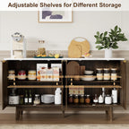 63'' Buffet Cabinet Sideboard with Storage, with 4 Doors, Brown