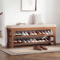 PETKABOO 39.4" Shoe Storage Bench with Cushion, Bamboo Shoe Rack Bench, 2-Tier Entryway Shoe Organizer, Supports up to 380 LB, for Hallway, Bedroom, Closet, Living Room