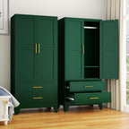 GAIOUS 71" Metal Armoire Wardrobe Closet, Metal Wardrobe Cabinet with Hanging Rod (Green)