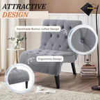 AVAWING Armless Tufted Velvet Accent Chair with Wood Legs, Grey | Soft fade & pill-resistant velvet; ergonomic tufted cushion; non-slip rubber wood legs; for living room bedroom office, grey