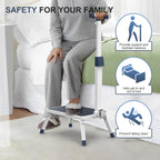 Folding Step Stool, Step Stools with Handle for Elderly Adults | Easy Assmbly, Lightweight Metal Stepping Stool with Adjustable Handrail in Kitchen, Bathroom, Bedroom, 330 Lbs Capacity