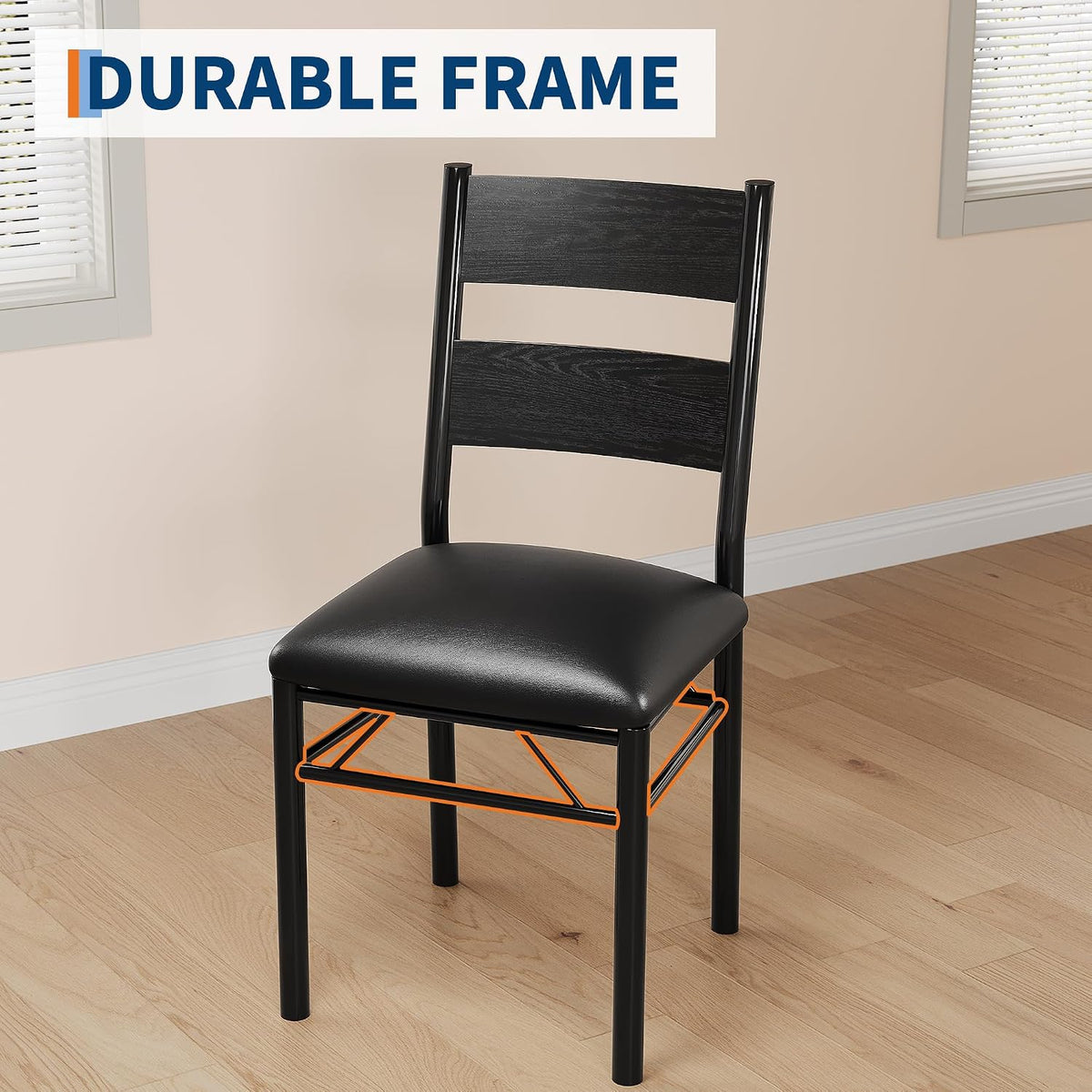 IDEALHOUSE Wood Dining Table Set for 4 with Corner Protector, Kitchen Table Chairs Set of 4 with Upholstered Chairs, Dining Room Table Set for 4, for Dining Room, Apartment,Retro Black