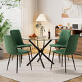 Modern Round Glass Dining Table Set for 4, 36'' Small Tempered Glass Tabletop Black Base with 4 Green Minimalism Dining Chairs, 5-Piece Clear Circle Dining Table Set(Easy Assemble)