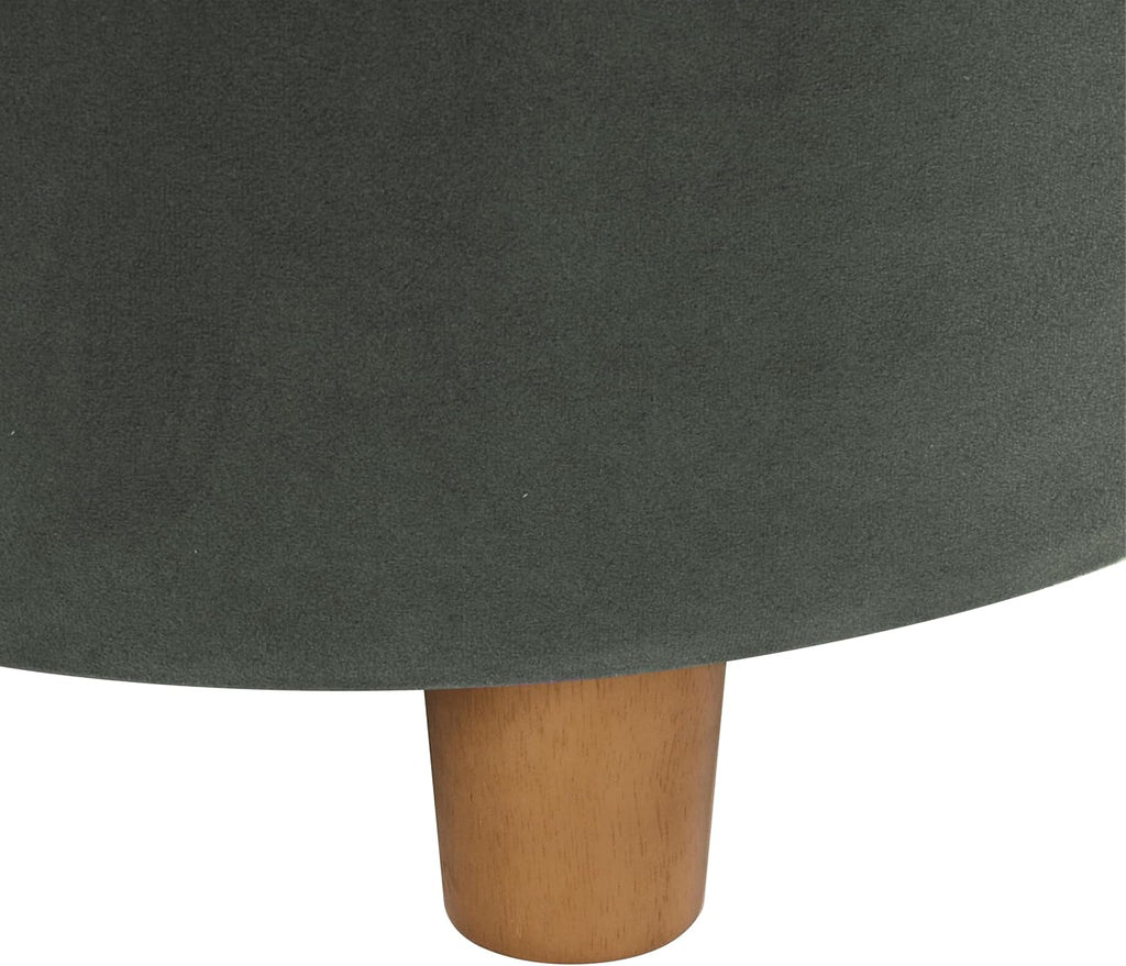 Homepop Home Decor | Upholstered Round Storage Ottoman | Ottoman with Storage for Living Room & Bedroom, Loden Green Velvet