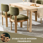 ROCITY Green Upholstered Dining Chairs Set of 4 Chenille Fabric Dining Room Chairs Modern Barrel Kitchen Chairs with Curved Backrest and Wooden Legs