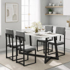 HUGROVE 5 Piece Dining Set, 47.24'' Faux Marble Dining Table Set for 4, Modern Minimalist Kitchen & Dining Room Set with Upholstered Chairs for Small Spaces, Apartments (Charcoal Velvet)