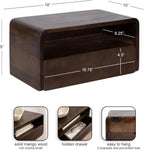 Kate and Laurel Kato Modern Mango Wood Floating Side Table with Drawer, 18 x 10 x 9, Dark Brown, Contemporary Wooden Floating Nightstand for Bedroom Bedside Table or Living Room Wall Storage