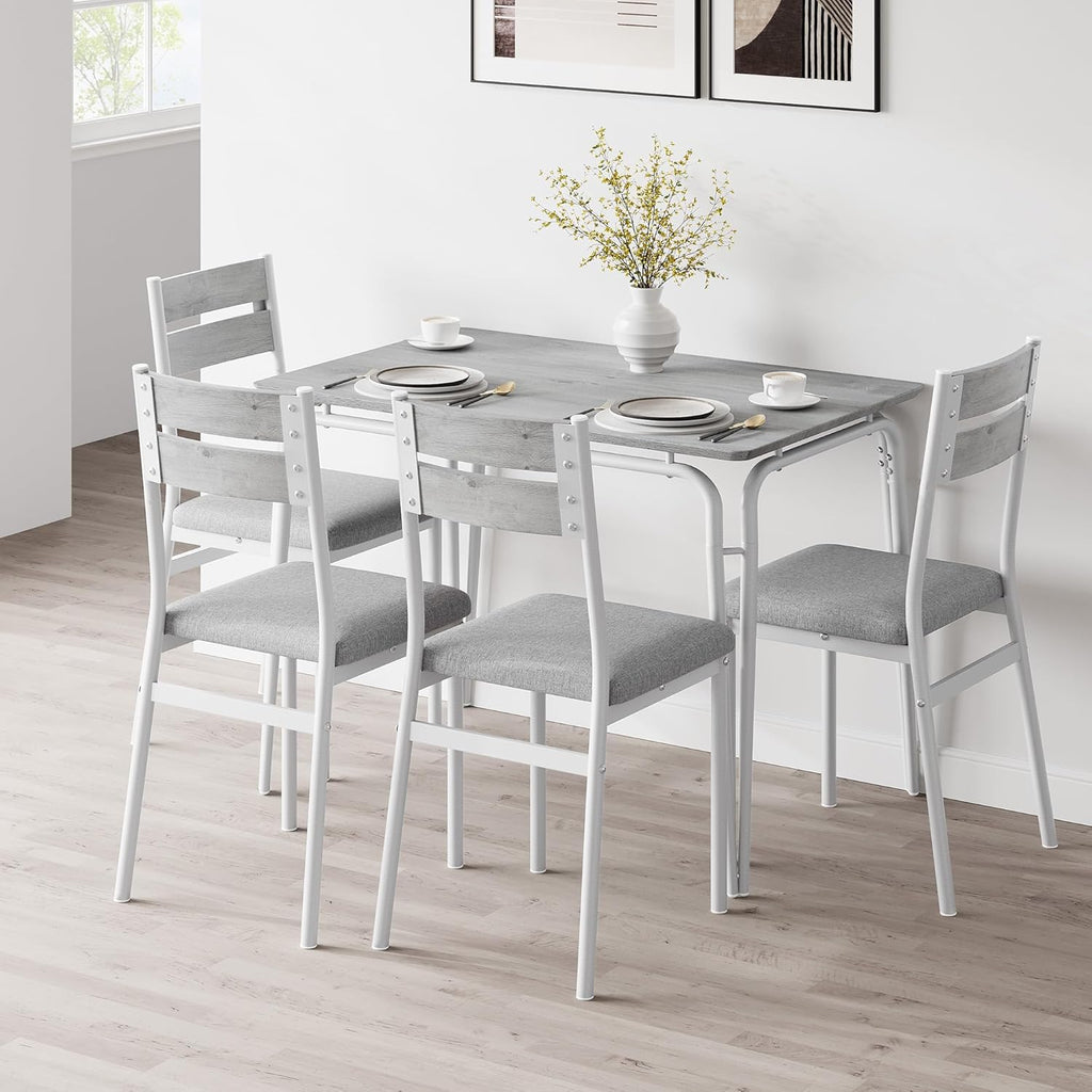 GAOMON 5-Piece Dining Table Set, Sturdy Wooden Square Table and Chair Breakfast Table Set for 4 Person,for Home or Commercial Dining Room,White+Black