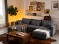 asunflower Modular Sectional Sofa for Living Room, 122.5" 3-Seat U-Shaped Cloud Couch with 2 Storage Ottomans, Easy Assembly Corduroy Couch with Deep Seat for Bedroom, Apartment, Dark Grey