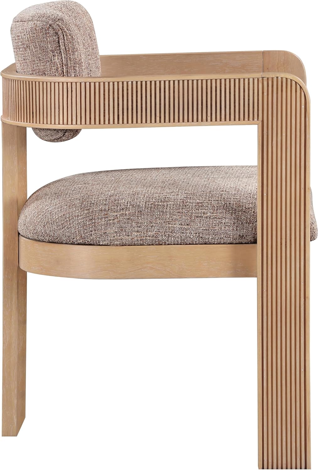 Meridian Furniture Sacha Collection Art Deco Dining Chair, Solid Fluted Wood, 22.5" W x 22" D x 31" H, Set of 2 (Brown, Natural Finish, Velvet)