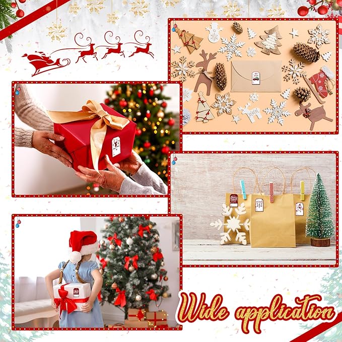 Zonon 720 Pieces Self Adhesive Christmas Gift Tag Xmas Kraft Name Tags Natural Kraft Xmas Stickers Paper Tags Labels for Christmas Decoration(Snowman Style)