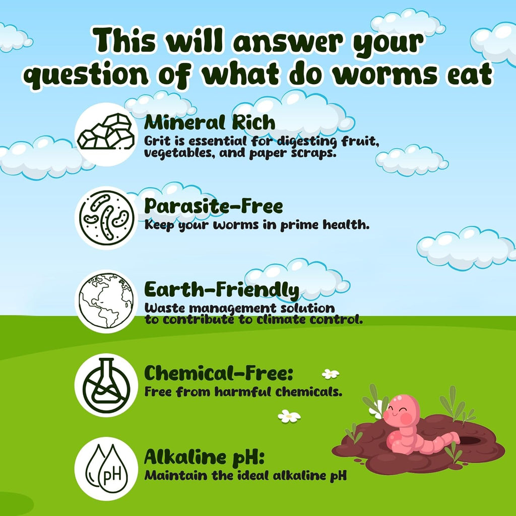 Food for Worms - Mineral-Rich Earthworm Chow, Boosts Composting Efficiency and Promotes Healthy Worms - Nutrient Blend Worm Food for Nightcrawlers & Red Wigglers, 1 Pound
