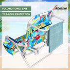 2Pk Aluminum Extra Wide 5-Position Lay Flat Folding Backpack Beach Chairs for Adults, with Cooler Bag, Cup&Phone Holder, Towel Bar for Outdoor Lawn Picnic Sport, Portable Camping Chairs,Tropical Print